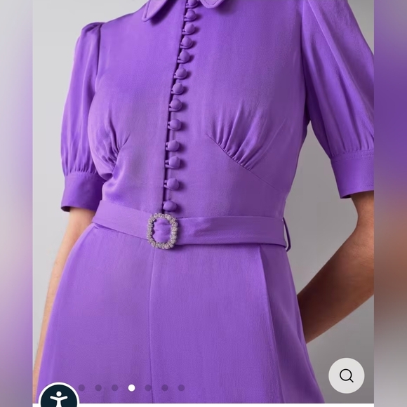 LK Bennett Purple Wide-Leg Jumpsuit with Belt - Size 14 - Picture 6 of 15